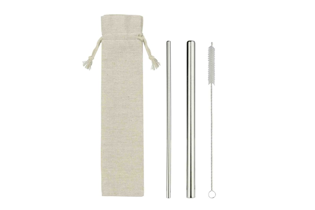 RAW - Straw Set with Jute-Cotton Pouch