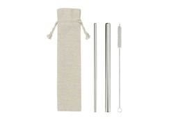 [EZ463] RAW - Straw Set with Jute-Cotton Pouch